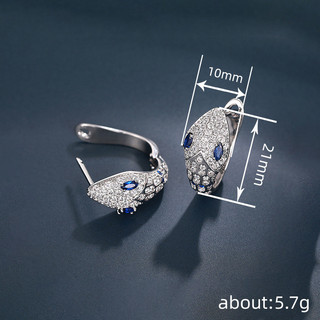 Châu Âu Mỹ ins Phong Cách Mới Đính Kim Cương Hình Rắn Khóa Tai Fe