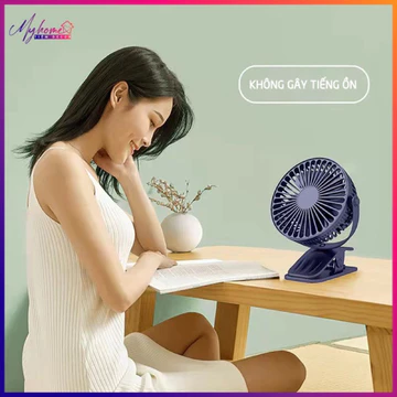 Quạt điện mini kẹp để bàn sạc tích điện không chổi than chạy cực êm, Quạt Tích Điện Để Bàn, Sử Dụng Pin Sạc, Xoay 720 Độ