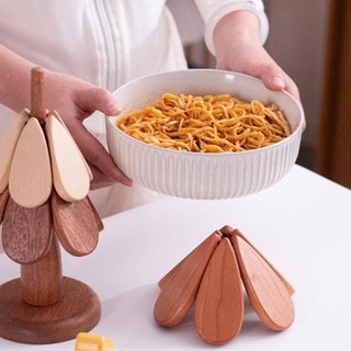 Asdfger Cây Gỗ Trivet, Bộ Coaster Cốc Cách Nhiệt Có Thể Gập Lại, Bộ 3 Bàn Trang Trí Nồi Nóng Màu Đen Cho Nhà Bếp Gia Đình