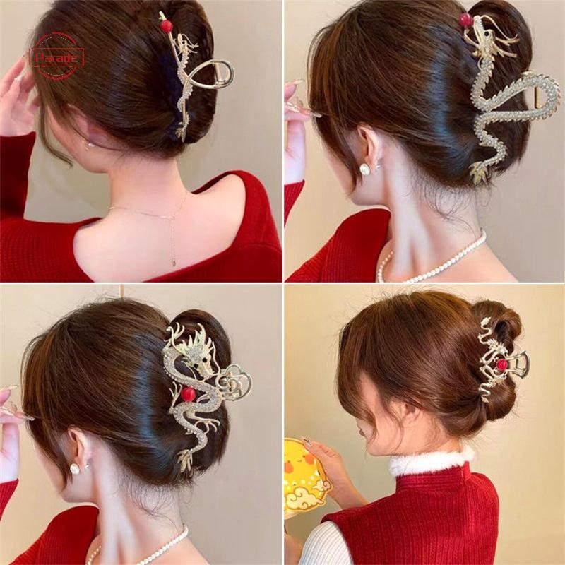 Cuộc diễu hành 2024 Năm Rồng Móng Vuốt Kẹp Kim Cương Giả Rồng Vuốt Tóc Kim Loại Kẹp Tóc Nữ Cua Kẹp Barrette Phụ Kiện Tóc VN