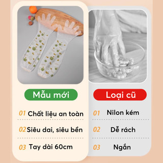 Găng tay TPE Siêu Dai Dùng 1 Lần - Dài 60Cm, Có Chun Chống Tuột,  Găng Tay Rửa Chén Bát, Giặt Đồ Dọn Dẹp Đa Chức Năng