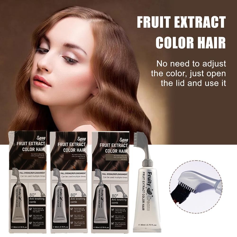 Tình HỌC Thuốc Nhuộm Tóc Trái Cây Đen & Nâu Lâu Dài Màu Nhẹ 80ml Thuốc Nhuộm Tóc Y2z9