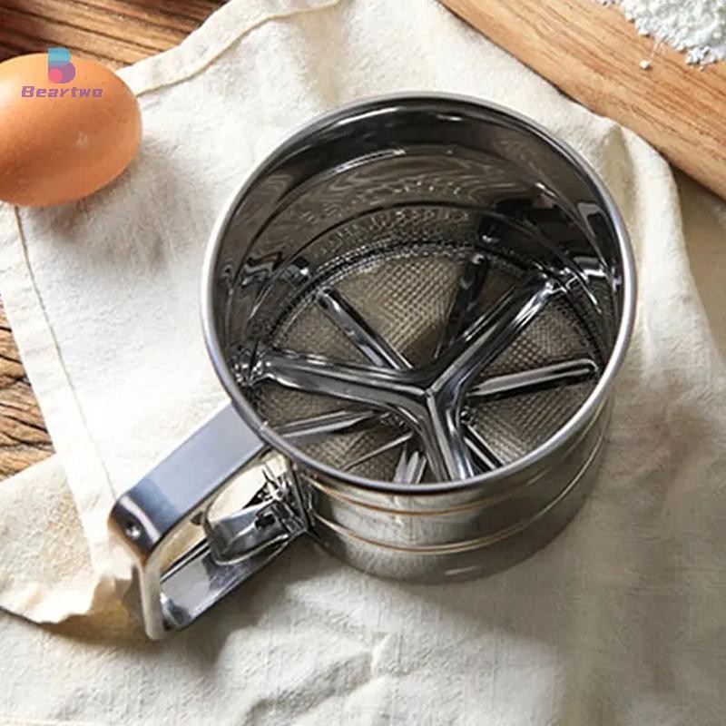 < Beartwo > Bộ lọc thực phẩm làm bánh Bột thép không gỉ di động Sàng tái sử dụng cho bột Cốc lắc Dụng cụ làm bánh nhà bếp Đẹp