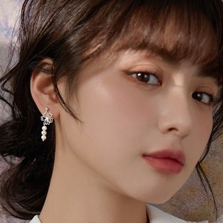 S925 Bạc Anh Đào Ngọc Trai Bông Tai Trang Sức Thời Trang Đơn Giản Quà Tặng Nữ