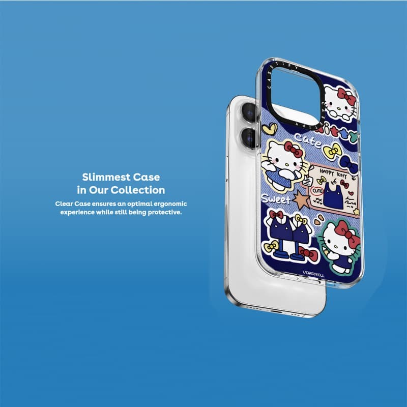 Casetify X Happy Kitty Hút Từ Tính Trong Suốt Cứng Acrylic Lưng TPU Edge Ốp Lưng Điện Thoại Ốp Lưng Tác Động Cho Apple IPhone 13 14 15 16 Pro Max