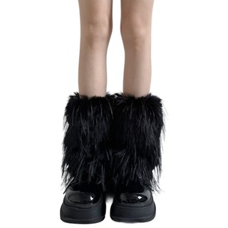 Hum Phong Cách Lông Chân Ấm Áp Cho Nữ Mùa Đông Phụ Kiện Màu Trơn Dày Fuzzy Sang Trọng Boot Toppers Còng Tất Không Chân