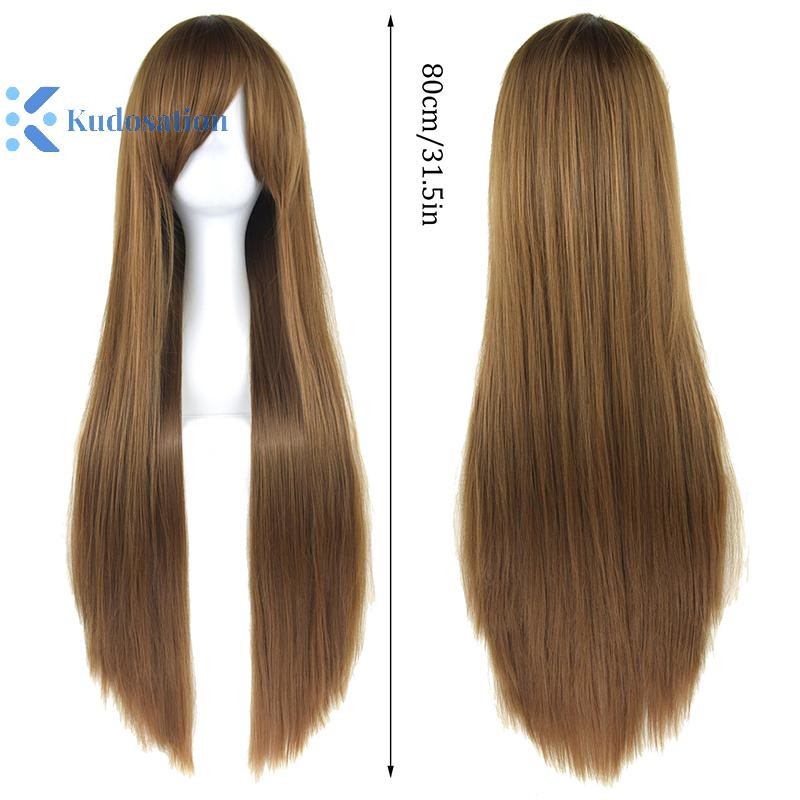 Kudosation Đa Năng Tổng Hợp Nhiều Màu Sắc Dài Thẳng Cosplay Tóc Giả Tự Nhiên 80cm Phần Mở Rộng Tóc Gothic Hóa Trang Đảng Kiểu Tóc