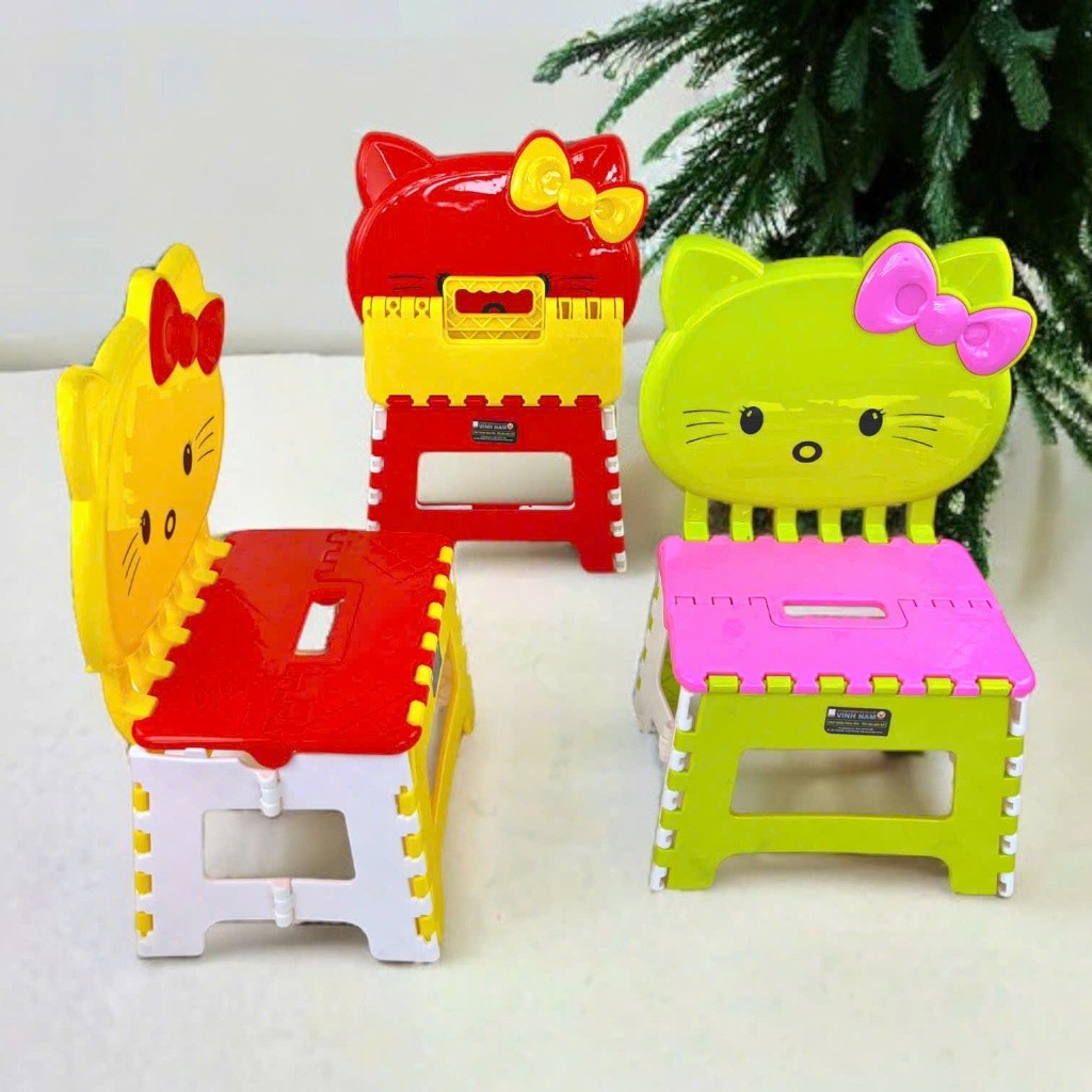 Ghế Dựa Xếp Hello Kitty Dễ Thương Vinh Nam Plastic Ghế Xếp Trẻ Em Size 30x24x49cm Mã 022