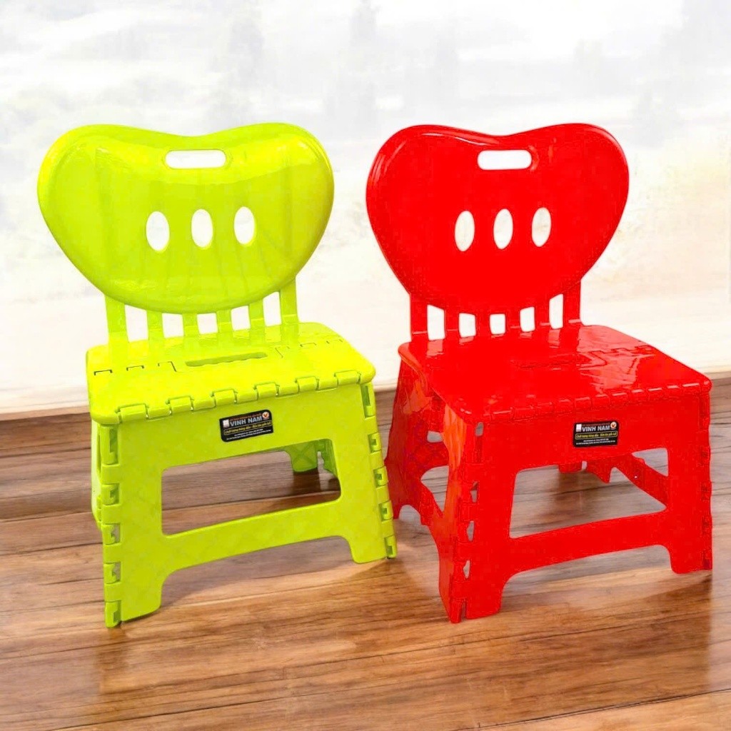 Ghế Xếp Kiểu Dáng Dễ Thương Vinh Nam Plastic Ghế Xếp Trẻ Em Hình Gấu Ghế Xếp Dựa trái Tim Mã 021 017