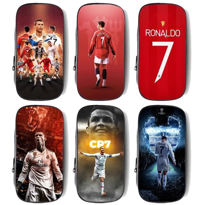 Hộp đựng văn phòng phẩm ngôi sao bóng đá Ronaldo Hộp đựng bút chì học sinh Hộp đựng văn phòng phẩm trẻ em đựng bút vải bố đựng văn phòng phẩm chịu mài mòn vải bố dung tích lớn