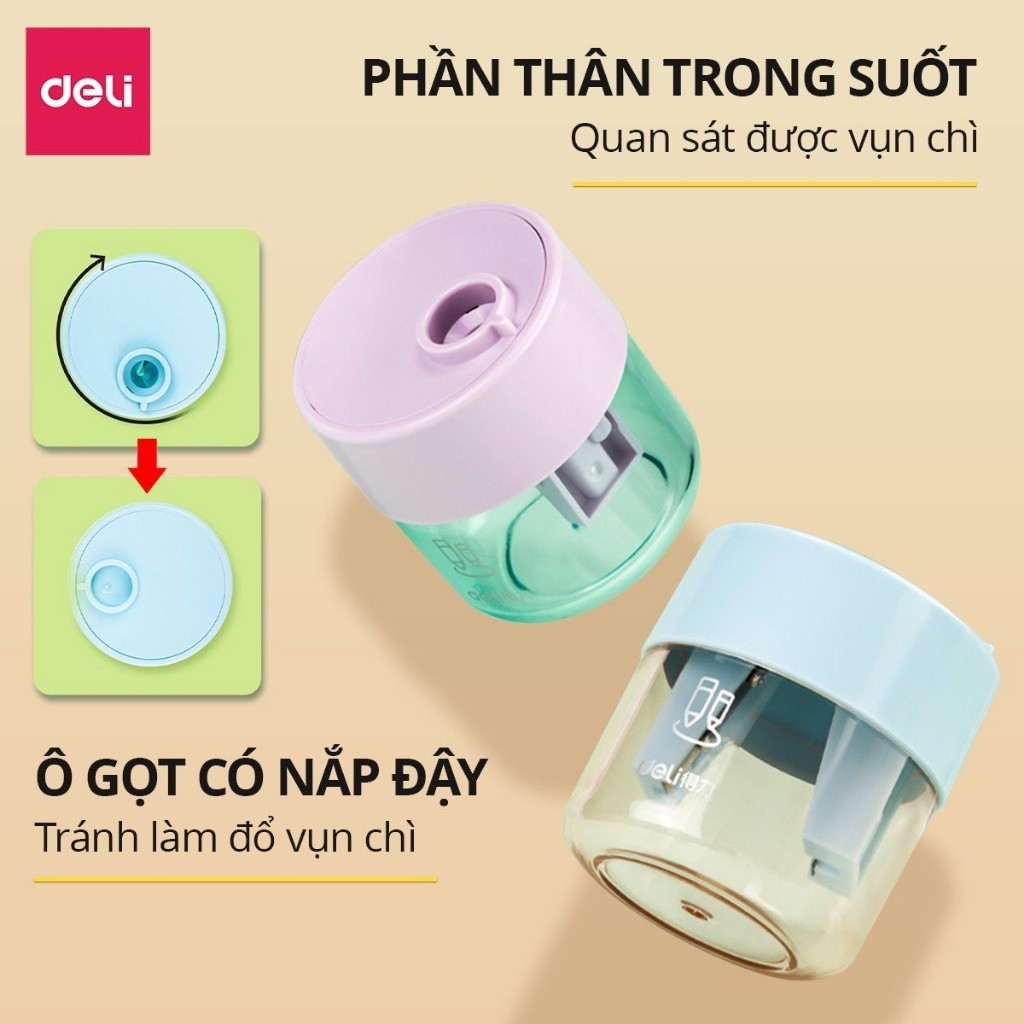 Gọt chuốt bút chì DELI 2 lổ lớn, nhỏ.