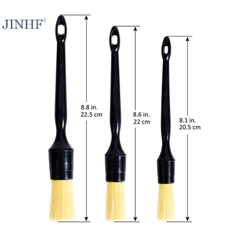 Jinhf 3 Chiếc Ngoại Thất Ô Tô Nội Thất Chi Tiết Bàn Chải Boar Tóc Lông Bàn Chải Để Vệ Sinh Ô Tô Tự Động Chi Tiết Dụng Cụ Bảng Điều Khiển Bàn Chải Làm Sạch HOT