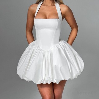 Phụ Nữ Không Tay Dây Đầm Mùa Hè Thường Ngày Thắt Lưng Corset Bong Bóng Đầm Dự Tiệc Cho Câu Lạc Bộ Bãi Biển Dạo Phố