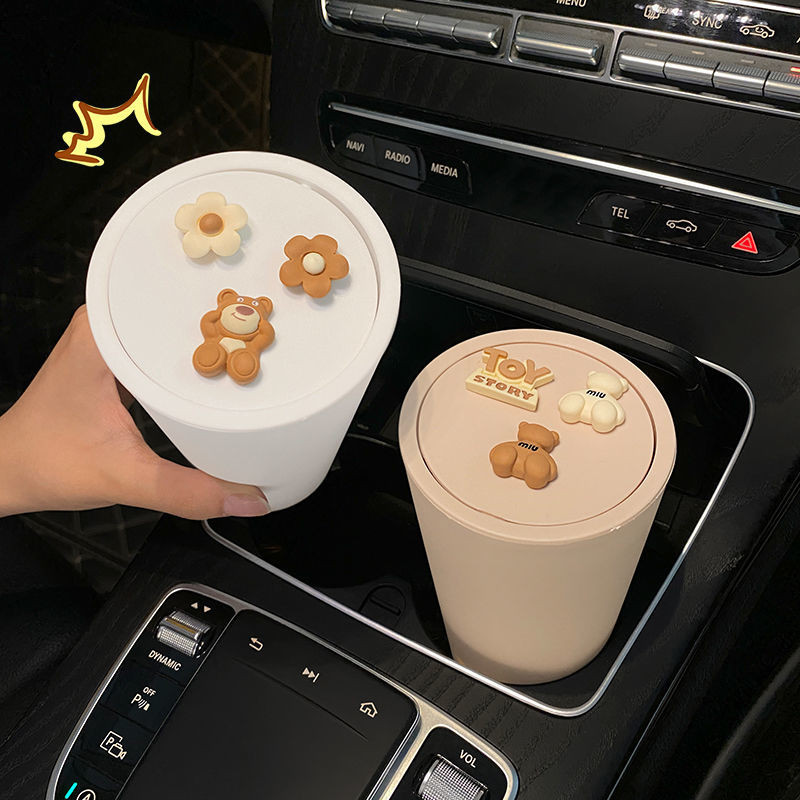 Thùng rác ô tô, Hộp đựng ô trong ô tô, Túi đựng rác đa chức năng hàng trước hoạt hình dễ thương, Xô đựng đồ ô tô