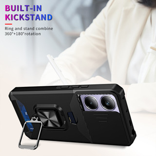 Dành Cho Xiaomi POCO M6 Pro 4G Ốp Lưng Có Trượt Camera Bao Đựng Thẻ Vòng Chân Đế Chịu Lực Bảo Vệ Mỏng Vỏ