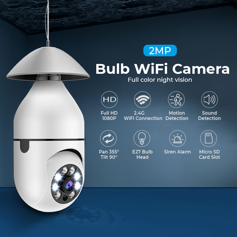 Camera Wifi ngoài trời 8 LED Đuôi Bóng Đèn Xoay 360 Độ 3.0Mps - 1080P Yoosee 1080P BẢO HÀNH 12 THÁNG