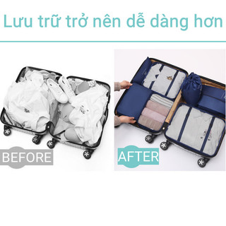 Set 7 Túi Du Lịch Đa Năng Chống Nước Dung, Lượng Cao Thiết Kế Lưới, Thấy Dễ Dàng Phân Loại