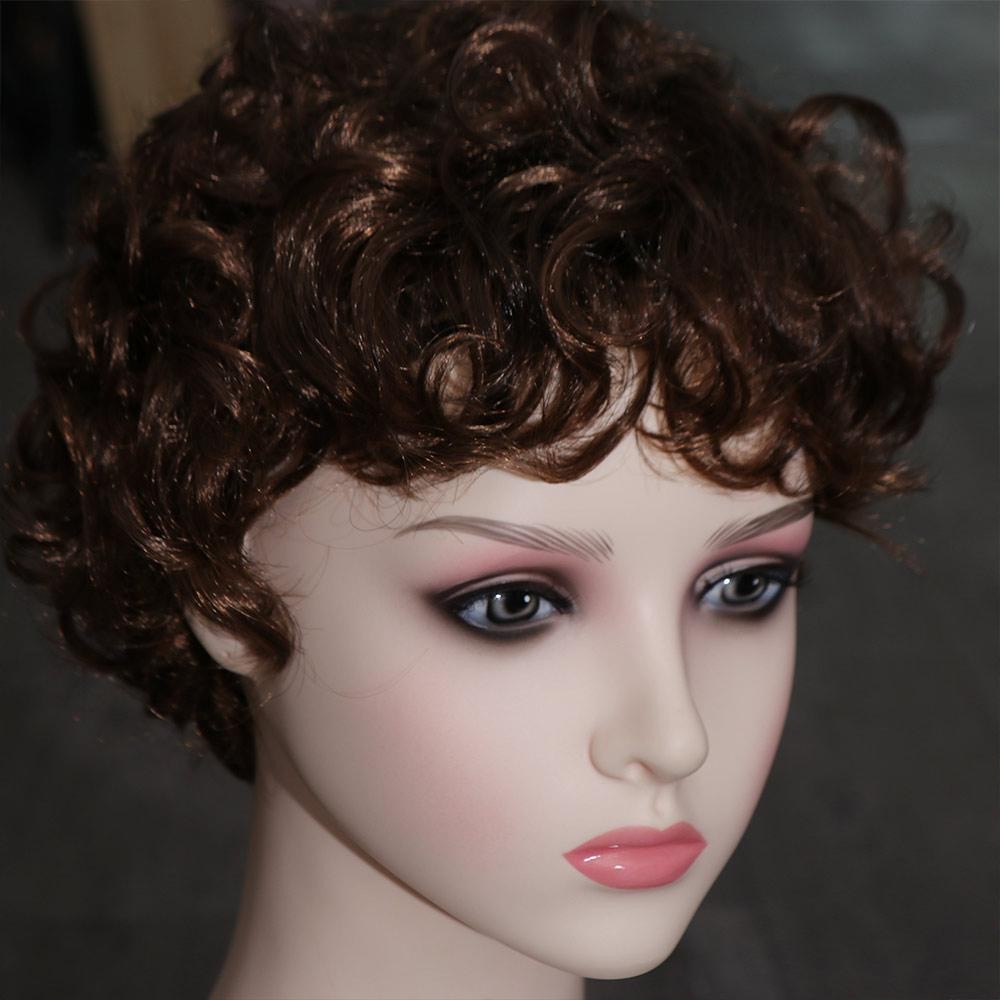 WEETW Tổng Hợp Nam Tóc Giả, 70s 80 Disco Ngắn Afro Xoăn Tóc Giả, Full Head Fancy Halloween Cosplay Nâu Sóng Guy Rocker Tóc Giả Cho Nam