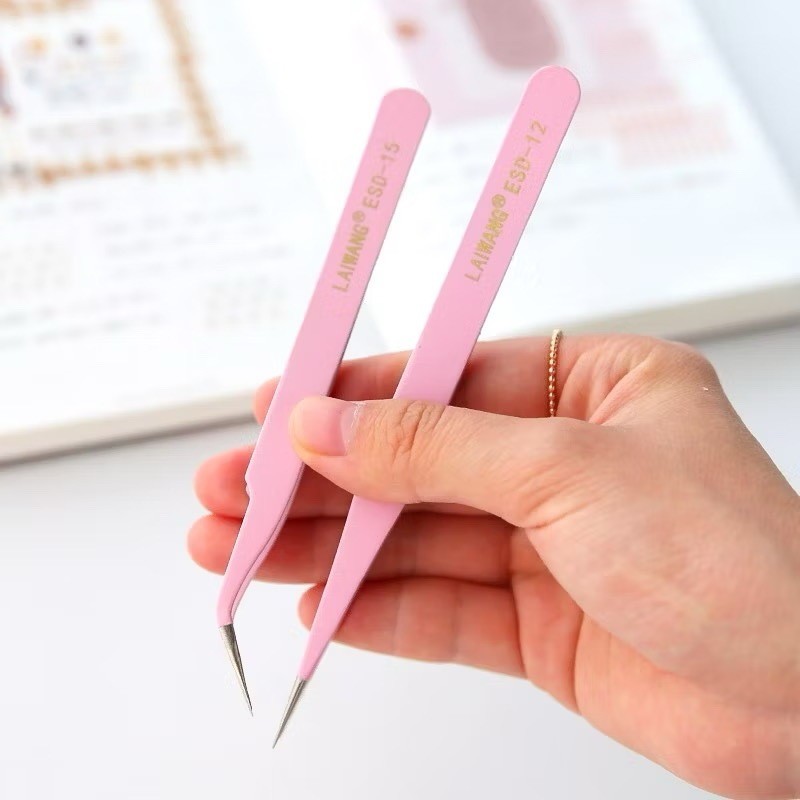 Nhíp kim loại đầu thẳng / cong dùng để gắp hình dán tiện dụng