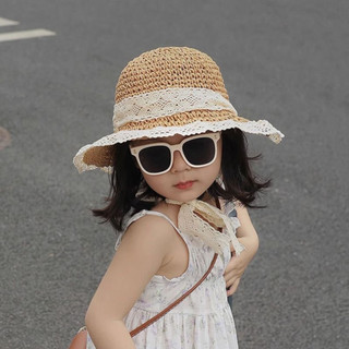 Mũ Cói Ren Nữ Đi Biển Vành Rộng Thắt Nơ Vintage, Nón Cói Che Nắng Hàn Quốc Cho Mẹ Và Bé Gái