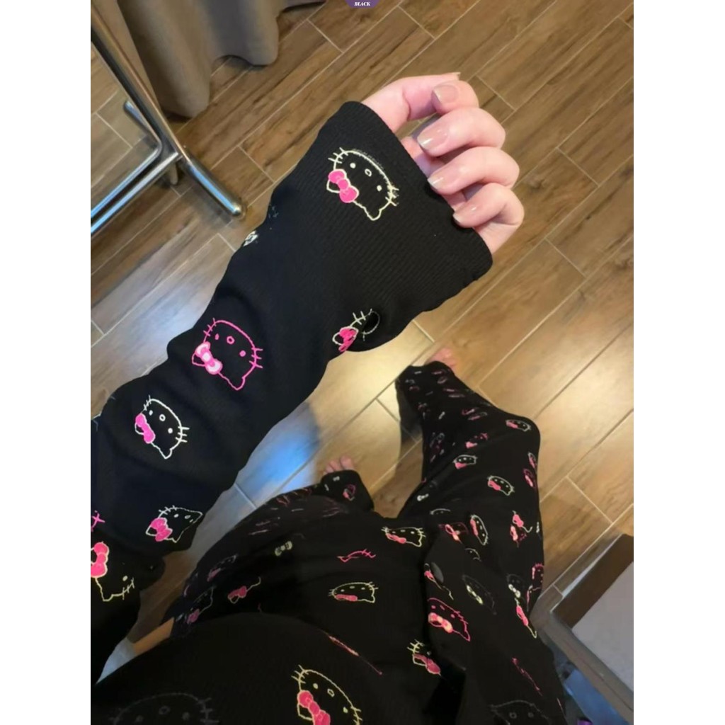 Bộ Đồ Ngủ HelloKitty Dễ Thương Nữ Xuân Thu Mẫu Gợi Cảm Pure Desire Ren Edge Dài Tay Homewear Suit [BL]