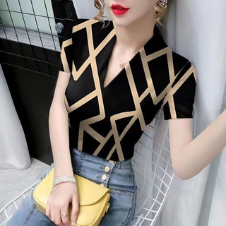 54% Tỷ Lệ Mua Lại Cổ Chữ v Áo Thun Nữ Tay Ngắn 2026 Phong Cách Phương Tây Slim-Fit Mỏng Hơn Nhìn Ice Silk Đáy