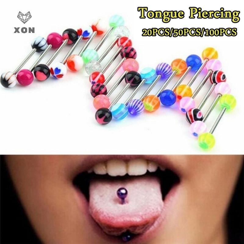 XON Sẻ 20/50/100 khuyên xỏ lưỡi bằng thép không gỉ chất lượng cao