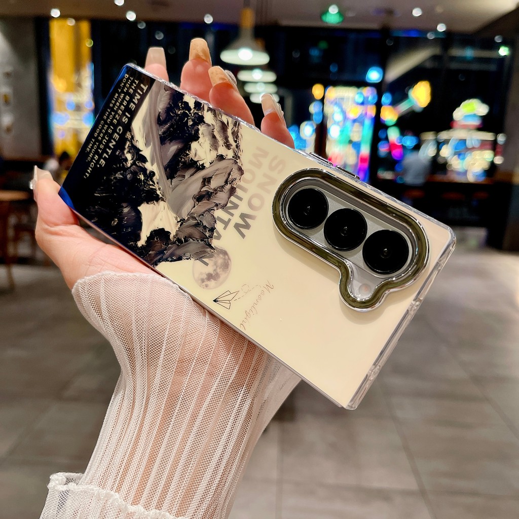 Dành Cho Samsung Galaxy Z Fold6 Sang Trọng IMD Thiết Kế Độc Đáo Gấp Vỏ Bảo Vệ Cho Galaxy Z Fold 3 4 5 6 5G Họa Tiết Thời Trang Ốp Điện Thoại Chống Sốc Trong Suốt