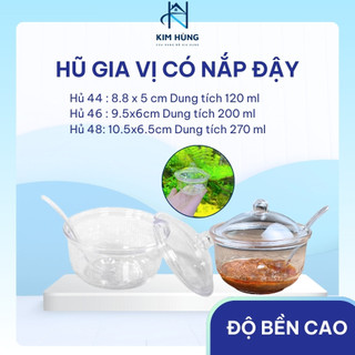 [Giá Xưởng] Hũ gia vị có nắp đậy và muỗng trong suốt đựng sa tế bàn quán ăn chất liệu nhựa