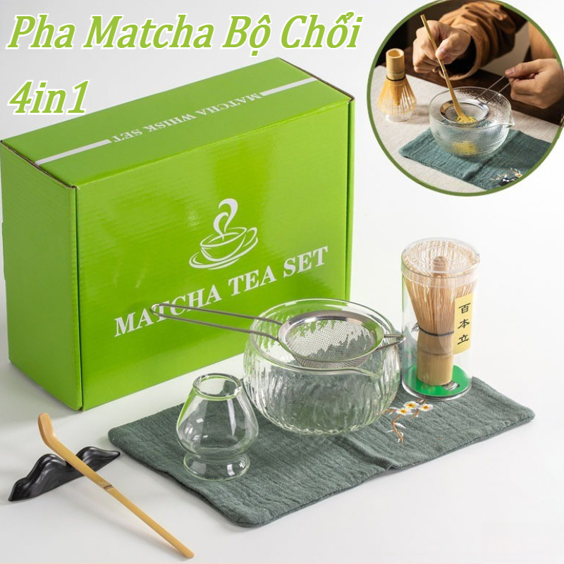 Pha Matcha Bộ Chổi 7in1,Nhật Bản Matcha Whisk (7 chiếc),Cây khuấy trà xanh,Dụng Cụ Pha Trà