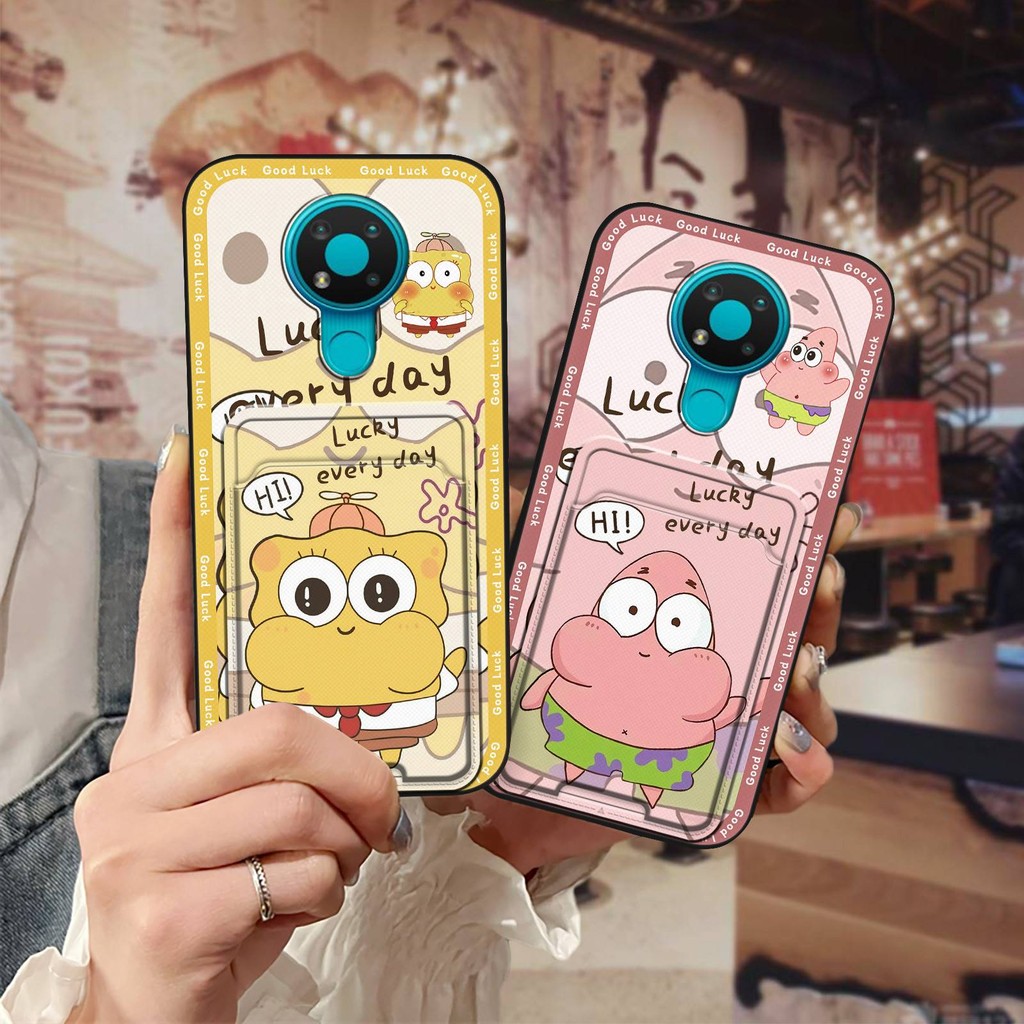 Bọc Toàn Bộ Vỏ Điện Thoại Chống Sốc Cho Nokia 3.4 Vỏ Mềm Chống Bụi Hoạt Hình Bảo Vệ Mặt Sau Chống Va Đập Tay Thẻ Chống Bụi Bẩn Túi Đựng Thẻ Dễ Thương Khe Cắm Thẻ Silicon Bền