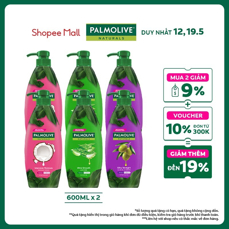 Ảnh Bộ 2 Dầu gội Palmolive kèm xả 2-trong-1 chiết xuất thiên nhiên 600ML 1