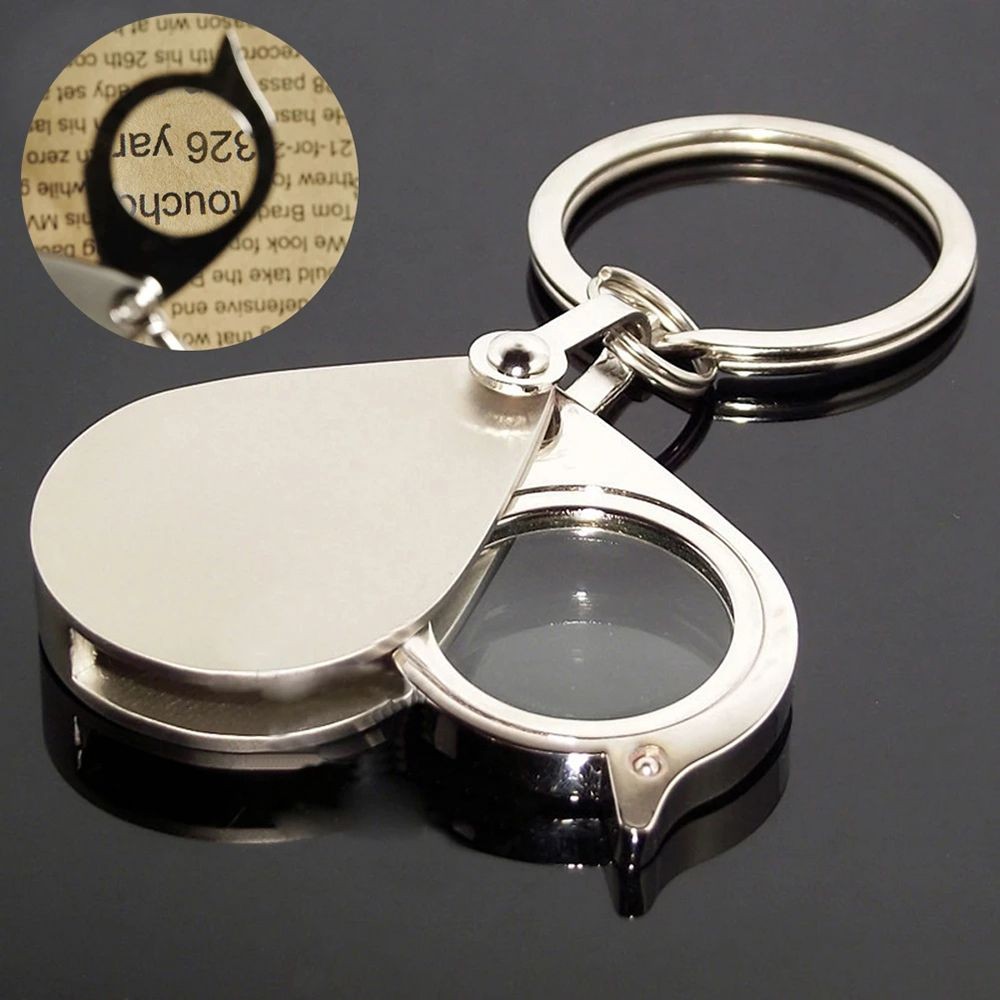 10 / 15 / 20 / 30X Kính lúp kim loại Mini Bản đồ đọc sách Trang sức Gấp Móc khóa Loupe Kính lúp cầm tay hàng ngày Đồ dùng quà tặng