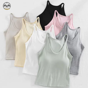 Áo yếm dây Cotton / Tấm lót bên trong nữ có miếng đệm ngực / Đế đeo bên ngoài Đồ lót cốc cố định