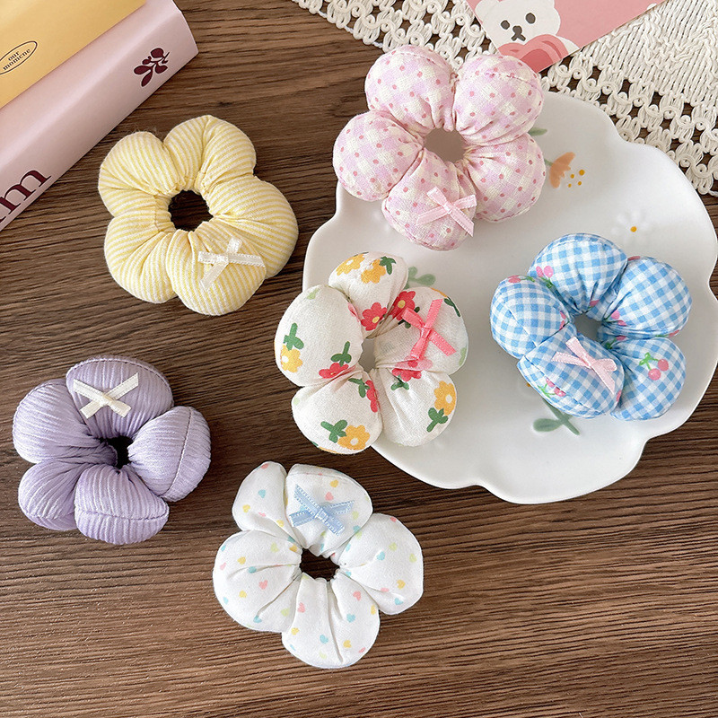 Dây buộc tóc hợp thời trang 3D Cotton Đầy hoa buộc tóc