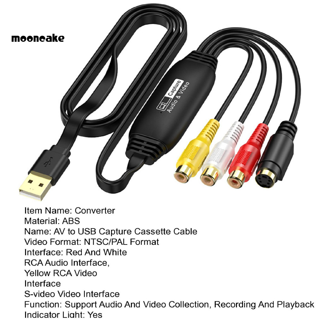 Bánh trung thu | Bộ chuyển đổi Vhs sang kỹ thuật số 1080p, ghi video USB, chuyển từ Vhs Vcr Tv sang số cho Windows Mac Os Linux Android RCA