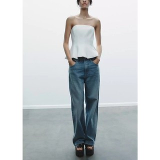 Áo kiểu Zara made in Morocco ống xòe màu trơn hồng và trắng