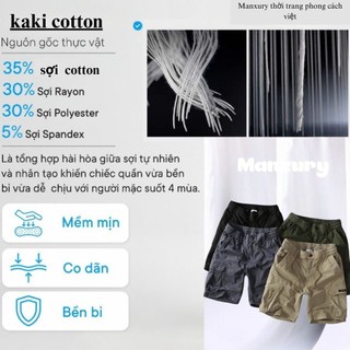 Quần Short Nam Kaki Túi Hộp Vải Kaki Cotton Co Giãn Thoáng Khí Co Giãn Thoải Mái S08