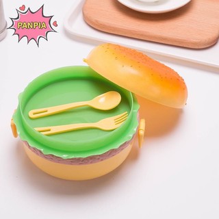 Pnpia Hamburger Hình Hộp Cơm Trưa Hai Lớp Dễ Thương Burger Bento Hộp Đựng Thực Phẩm Bộ Boutique