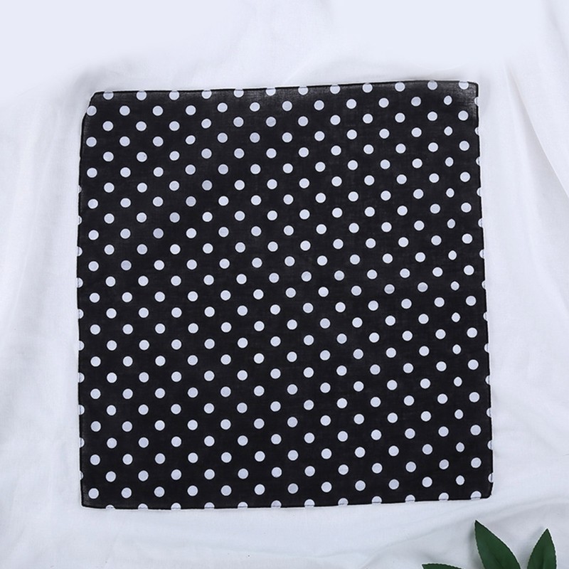 Khăn cotton thể thao 55x55cm retro chấm bi lớn, unisex, dành cho đầu
