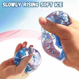 Blue Ice Cube Squeeze Stress Balls Fidget Square Calming Toy W/ Snowflakes ADHD