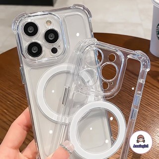 Ốp điện thoại trong suốt pha lê Acylic từ tính đơn giản cho IPhone 11 15 16 Pro max 16plus 13 ProMax 12 14pro max X XR 7 8 Plus Ốp lưng chống sốc bốn góc