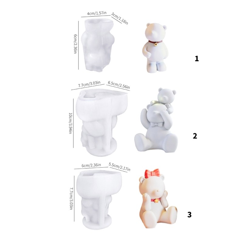 Inste Artistics Khuôn gấu để thủ công Đồ trang trí bằng nhựa và thạch cao độc đáo