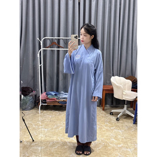 tràng quay vải silk dày dặn, tràng không xẻ tà
