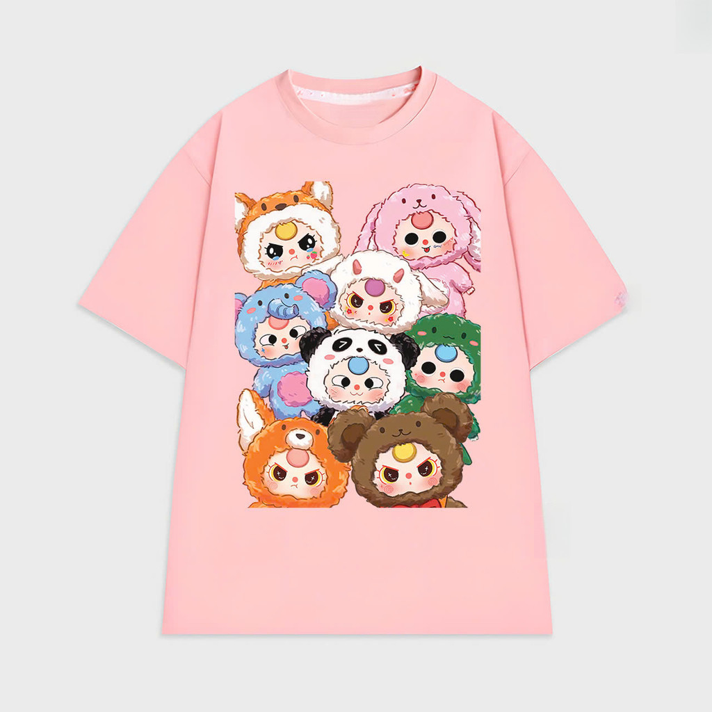 Baby Three Cartoon Print T-Shirt Soft Polyester Short Sleeve Unisex Style Kids' Fashion