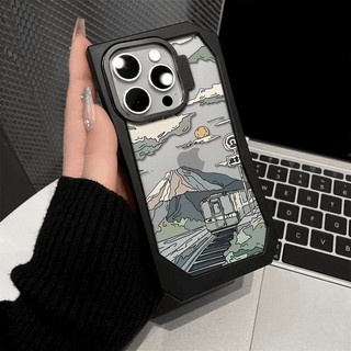 Vỏ Điện Thoại Hình Không Đều, Cho iPhone 16,15,14,13,11,12 Pro Max, Phim Hoạt Hình Tranh Phong Cảnh Xe Lửa