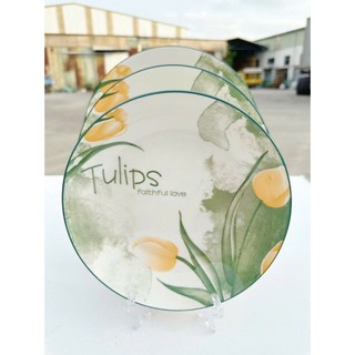 Tô Chén Đĩa Họa Tiết Hoa Tulip Cực Xinh - Decor, Dĩa Đựng Đồ Ăn, Tráng Men Cao Cấp