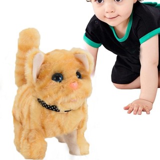 Đồ chơi sang trọng cho mèo YSANH, Đồ chơi sang trọng tương tác Đồng hành sang trọng điện tử, có âm thanh Đi bộ đuôi vẫy mềm mại khi chạm vào Robot đi bộ Mèo con Trẻ em
