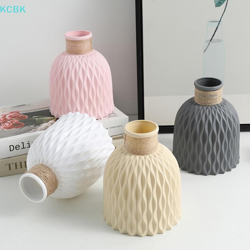 [Kc] 1 Bình hoa bằng nhựa gợn sóng nước Sắp xếp chậu hoa phong cách Bắc Âu hiện đại Trang trí phòng khách tại nhà Trang trí máy tính để bàn [BK]