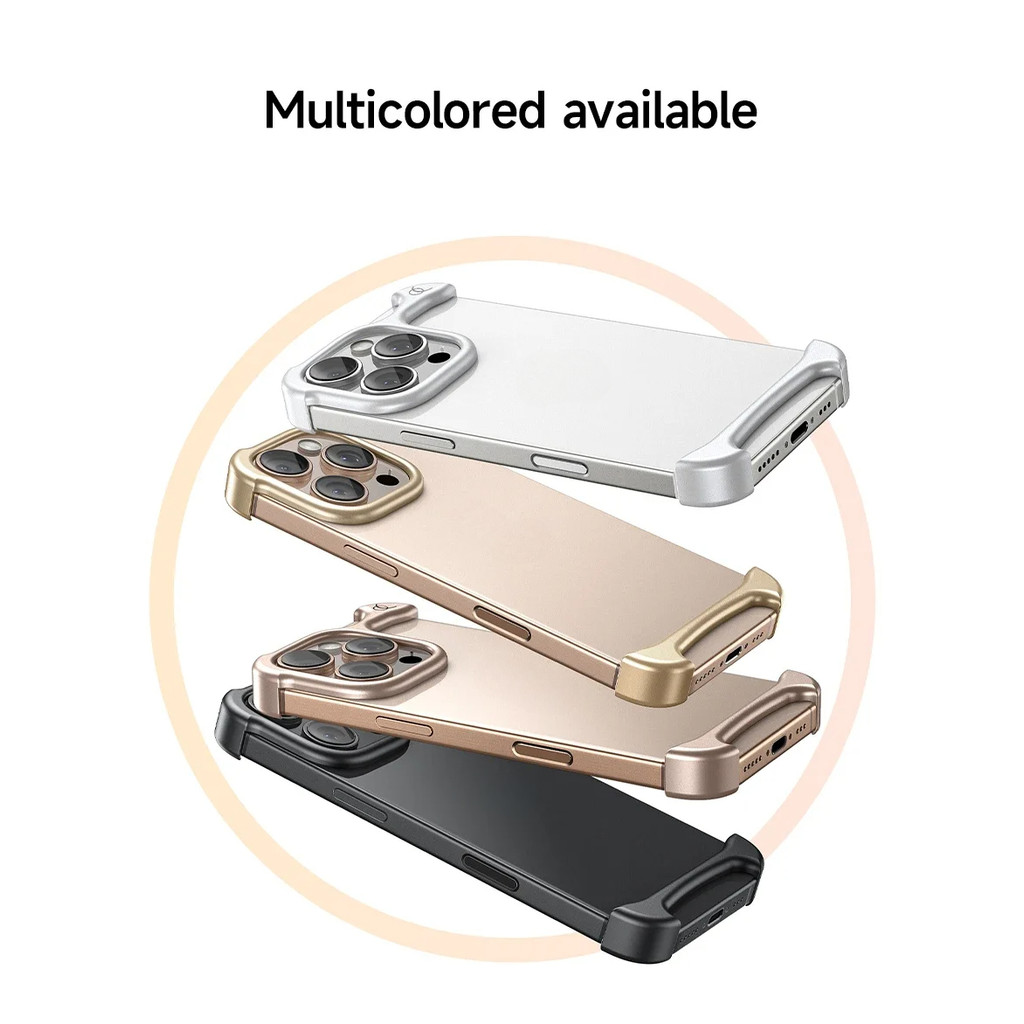 Arc Pulse Phong Cách Bảo Vệ Bốn Góc Không Biên Giới Nhôm Kim Loại Ốp Lưng Điện Thoại Cho iPhone 17 16 15 14 13 Pro Max Plus